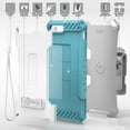 thumbnail image 3 of WHITE TURQUOISE TRI-SHIELD RUGGED CASE with KICKSTAND + BELT CLIP HOLSTER + LANYARD WRIST STRAP + WALLET CREDIT CARD SLOT + TEMPERED GLASS PROTECTOR FOR APPLE iPHONE 7/8, 3 of 7