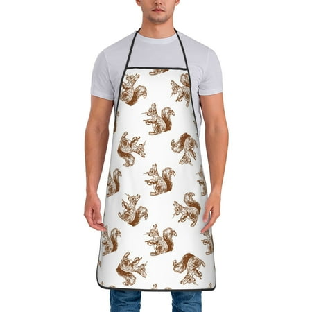 

Lukts Retro Squirrel Print Unisex Tie-Up Aprons Bibs for Chef Kitchen Grill Beverage Shop