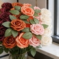 thumbnail image 4 of 25 rosas artificiales de tallo largo de tacto real, ramo de rosas de seda sintética para bodas, fiestas, centros de mesa y decoración de festivales., 4 of 8