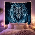 thumbnail image 2 of Wolf With Glowing Eyes in Lunar Portal, Mystical Celestial Fantasy for Animal Lovers, Wildlife Wall Art, Housewarming Gift Tapestry Wall Hanging for Bedroom, Living Room and Dorm, 2 of 7