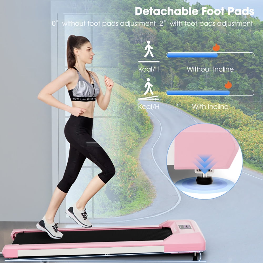 Spaco 2.25 HP Walking Pad with LED Display and Remote Control-Pink, Under Desk Electric Treadmill Motorized Exercise Machine
