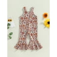 thumbnail image 2 of Coduop Kids Girls Suspender Bodysuit Floral Sleeveless Jumpsuit Flared Playsuit for Toddler, 2 of 9