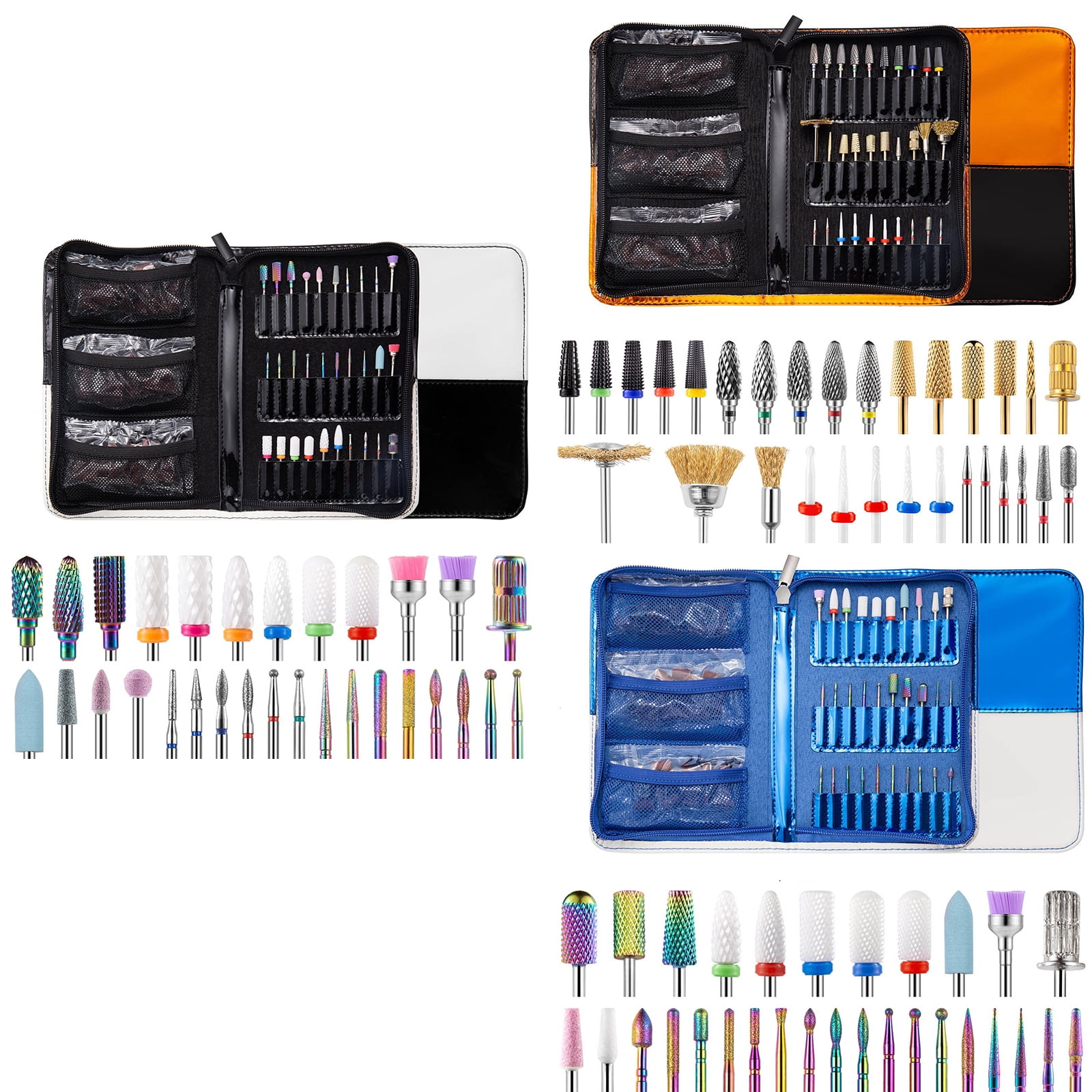 30Pcs Nail Drill Bits Set with Storage Bag, Diamond Cuticle Electric Nail File and Ceramic Acrylic Gel Nail Bits Kits