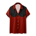 thumbnail image 3 of JURANMO Hawaiian Bowling Shirt for Men Big and Tall Button Down Short Sleeve Aloha Shirts Fashion Color Block Graphic Tops Wine L Prime Sales of The Day, 3 of 6