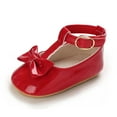 thumbnail image 2 of ZHOGXU Baby Kids Girls Shoes Non Slip Soft Sole Bow Design Solid Color Comfortable Elegant Princress Shoes For Casual Daily Wear,Red,6-12 Months, 2 of 6