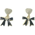 thumbnail image 5 of Gold Rhinestone Bow Dangle Earring for Women Black White Crystal Rhinestone Heart Bowknot Earings Wreath Flower Peal Bowknot Stud Earring Trendy Christmas Jewelry Gifts, 5 of 14