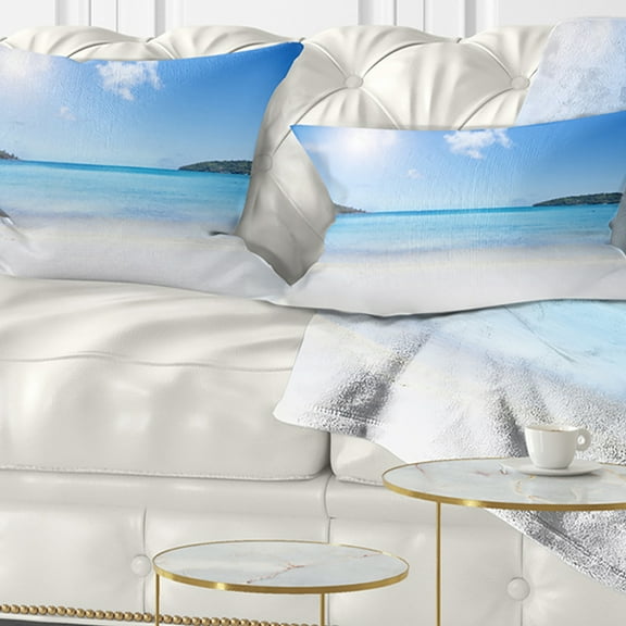 Designart 12" x 20" Blue Polyester Throw Pillow