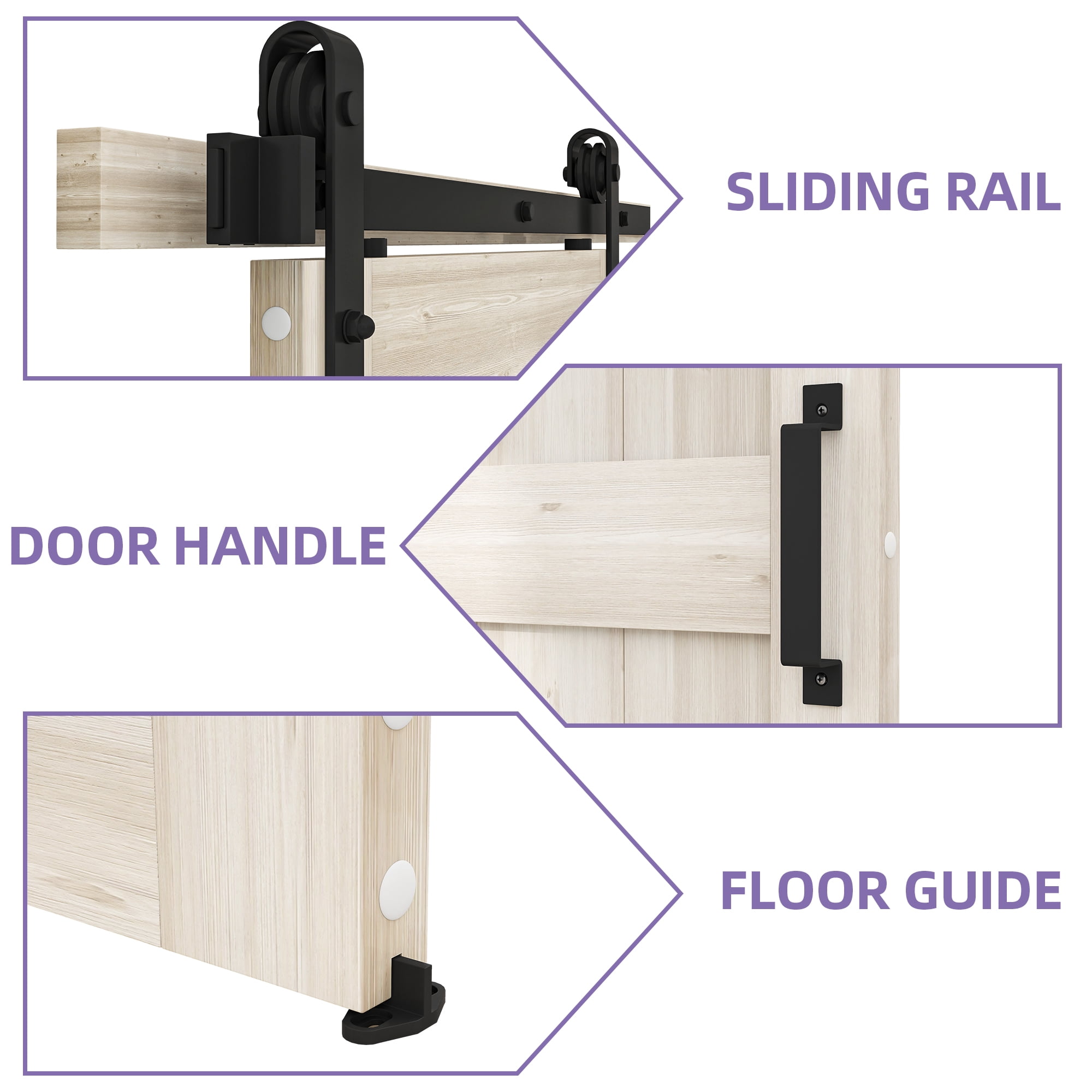 Uforic 36" x 84" Silding Barn Door,with Hardware Kit Rail,and Handle,Pulleys, Light Oak