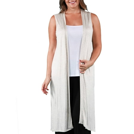 Women's Plus Size Sleeveless Long Shrug - Walmart.com