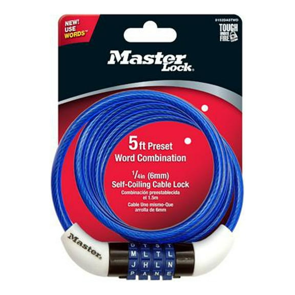 Master Lock 8152ASTWD Bike Cable Lock, Assorted Colors, 5-Ft. - Quantity 6