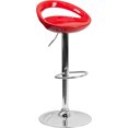 thumbnail image 1 of Taburete de bar moderno de plástico rojo de altura ajustable con respaldo redondeado y base cromada Flash Furniture CH-TC3-1062-RED-GG, 1 of 2