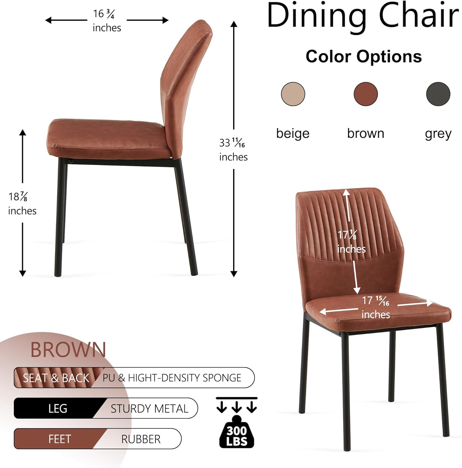 NORDICANA Dining Chairs Set of 4,Modern Leather Home Kitchen Chairs Upholstered for Dining Room, Apartment,Brown