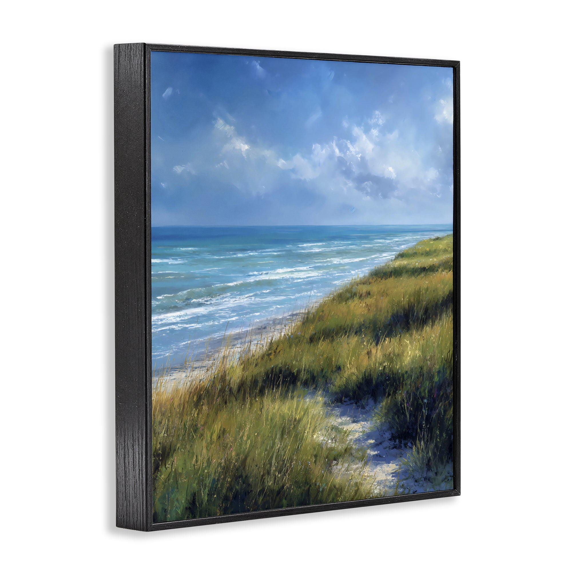 Stupell Industries Coastal Grass & Rolling Waves Black Framed Giclee Art, design by Franklyn Gregory