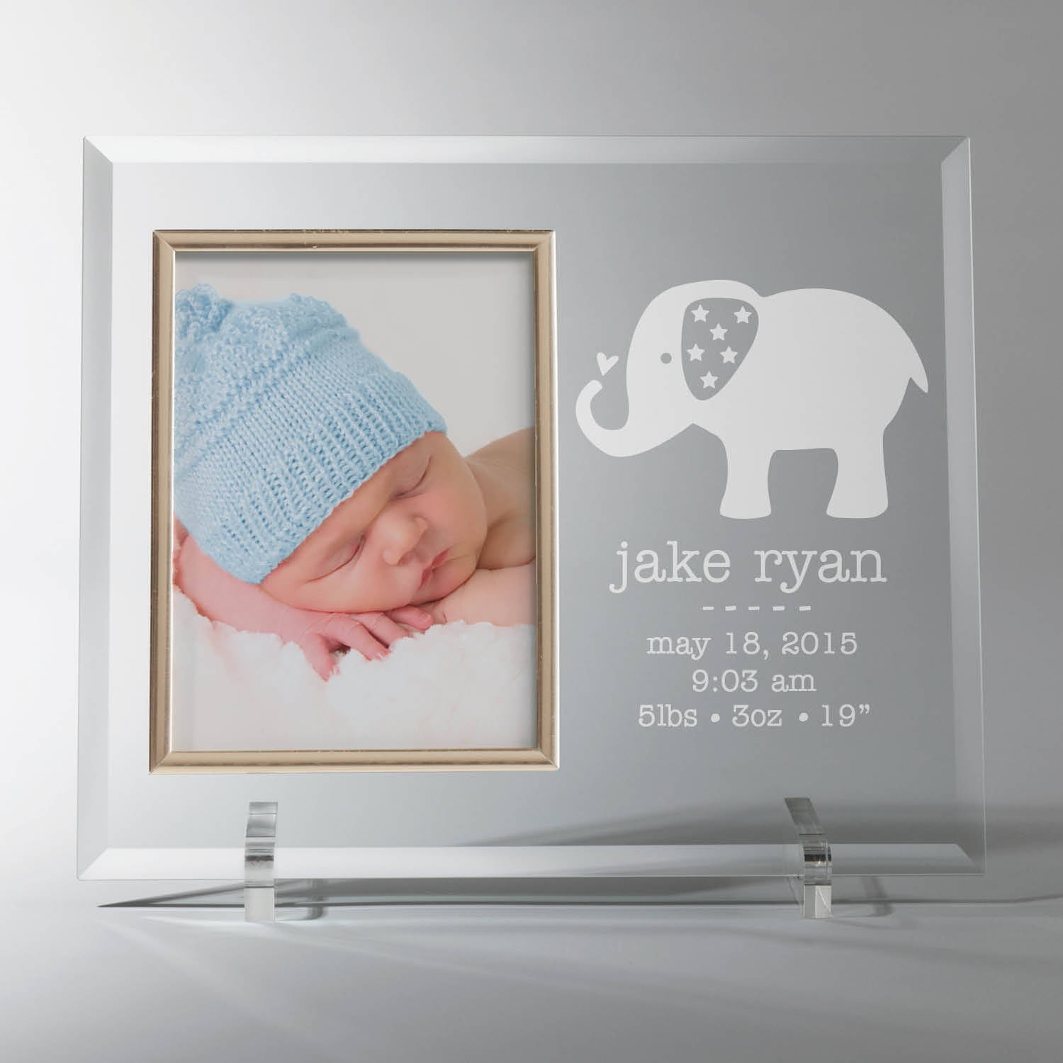 Personalized Glass Baby Frame Elephant