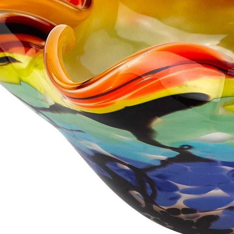 85 Mouth Blown Art Glass Wavy Inch Centerpiece Or Candy Bowl 85 Mouth Blown Art Glass Wavy Inch Centerpiece Or Candy Bowl