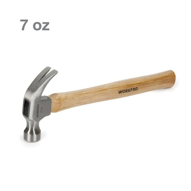 WorkPro 7 Oz Wooden Claw Hammer,Forged Steel Head