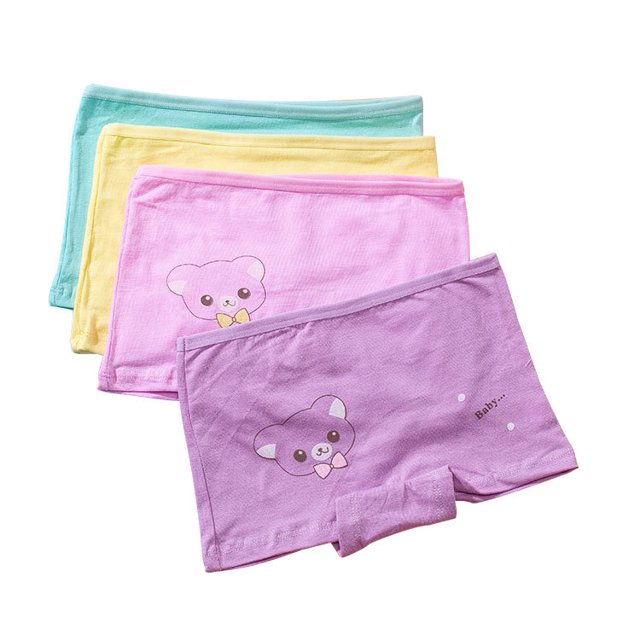 4 Uds. De cajas de dibujos animados para niñas, ropa interior de algodón para niños, bragas con estampado bonito, bragas cortas para niños, calzoncillos para niñas, calzoncillos de talla 2T-10T Deng Xun unisex