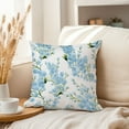 thumbnail image 3 of Ethan Taylor Floral Throw Pillow Soft Cushion Cover 'Blue Flower Floral Modern Cottagecore Pattern VIII Flowers Modern' Cottage Pattern Decorative Square Accent Pillow Case, 16x16 Inches, Blue, White, 3 of 5