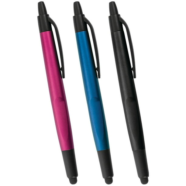 ReTrak ETESSTYLUS Retractable 2in1 Pen & Stylus, 3 pk