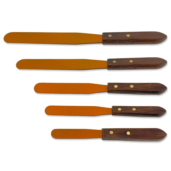 Scientific Labwares PTFE-Coated Blade Spatula with Wooden Handle, Set of 5