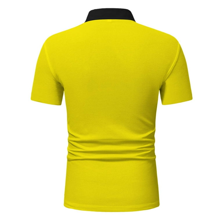 Adviicd Yellow Magellan Shirts for Men Fashion Men's Classic Fit Short Sleeve Performance Pique Polo Shirt, Size: Small