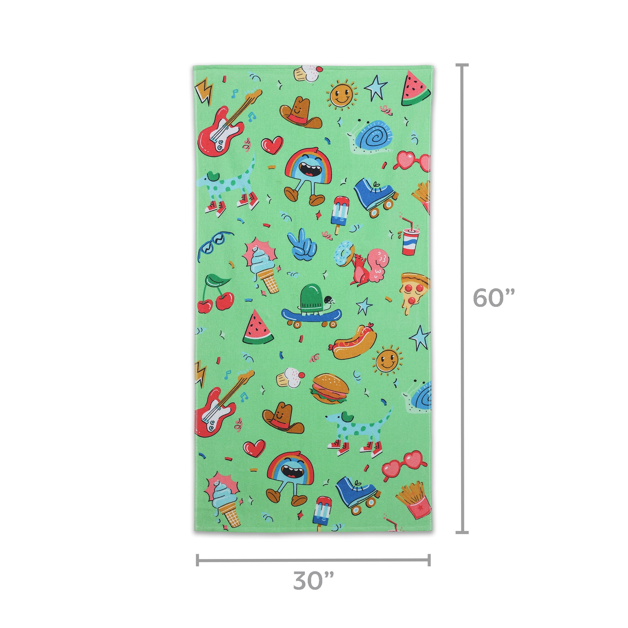Mainstays Kids Cotton Blend Beach Towel, Charm Toss, 30 in x 60 in