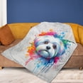thumbnail image 4 of Watercolor Drip Maltese Pop Art Colorful Portrait Artwork Cozy Fleece Blanket Maltese Dog Lover Gifts Idea Warm Soft Throw Blanket - 01009, 4 of 5