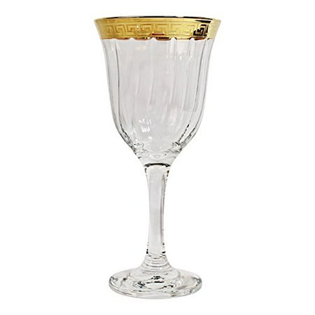 

Set of 6 Red Wine Goblets-Gold Band Fendi Design