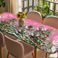 thumbnail image 3 of Pink Snowman Christmas Table Cloths for 8 Foot Rectangle Tables, Xmas Tree Ball Snowflake Winter Patio Waterproof Elastic Fitted Tablecloths, Washable Rectangular Table Cover for Camping, 3 of 8
