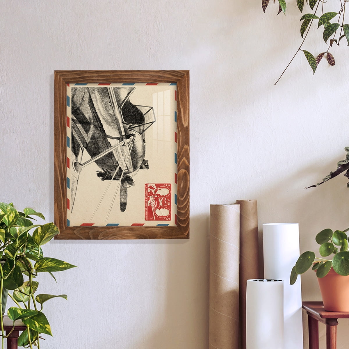 Vintage Airmail I -Framed Print w/glass-Walnut