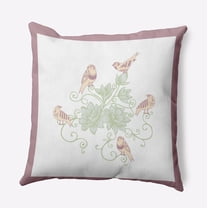 16" x 16" Simply Daisy Birds And Flowers Polyester Indoor/Outdoor Pillow, Romantic Purple Qty 1