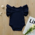thumbnail image 2 of Baby Girls Ruffle Short Sleeve Bodysuit Infant Solid Onesie Casual Plain Blouse Top Romper 0-18M, 2 of 7