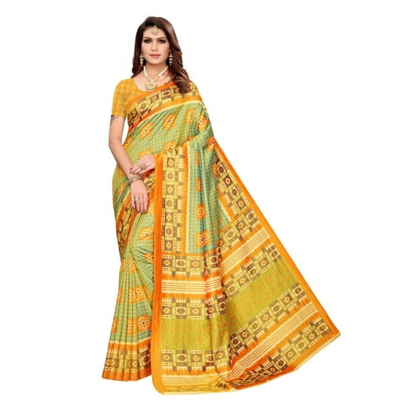 Sana Silk saree/sari with running blouse For Women/Girls