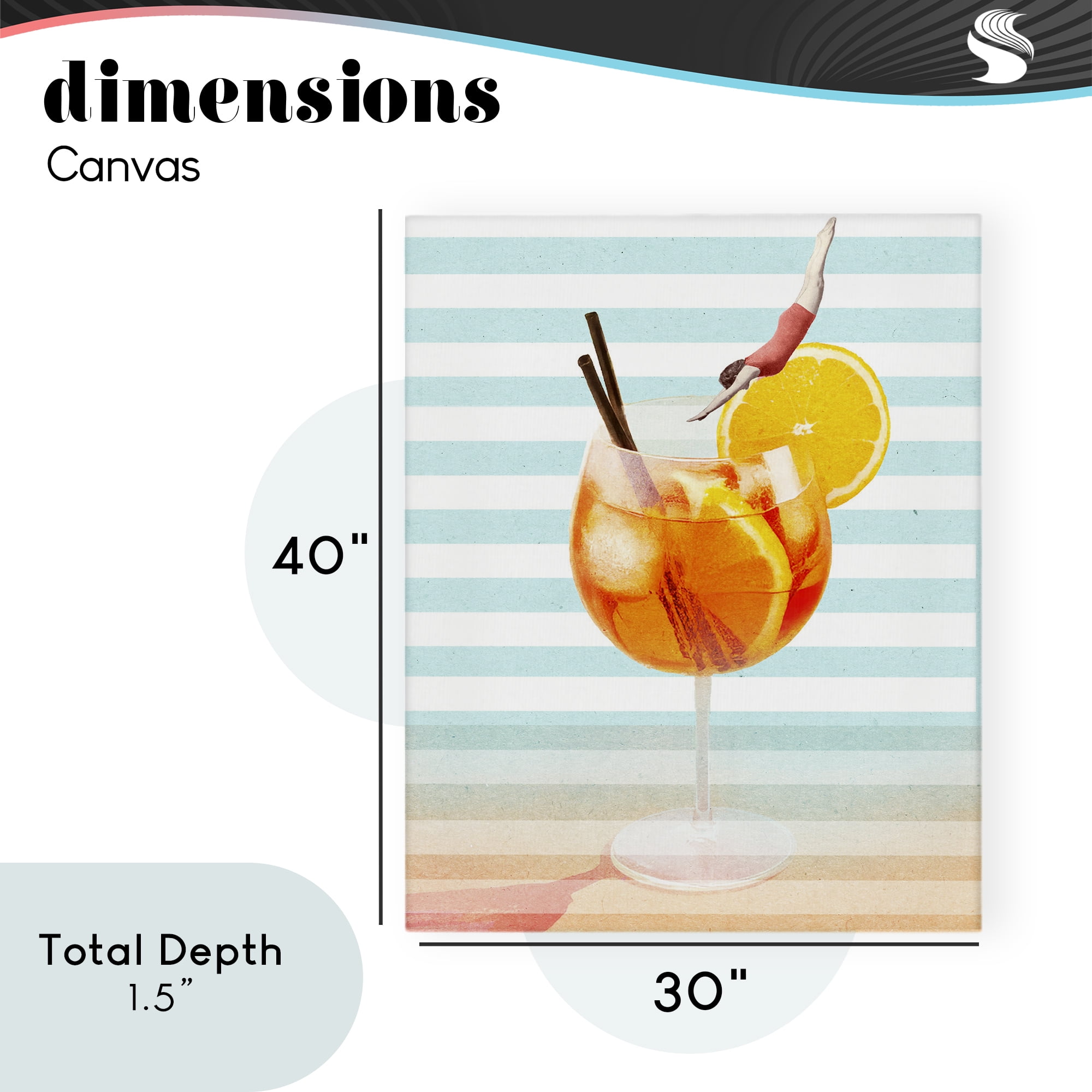 Spritz Cocktail Dive Canvas Wall Art, design by Lil' Rue
