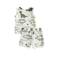 thumbnail image 6 of 2Pcs Newborn Baby Boy Summer Clothes Dinosaur Printed Ribbed Tank Top Shorts Set 3-6 Months 3M 6M 12M 18M 24M, 6 of 7