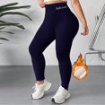 thumbnail image 5 of Fleece Lined Leggings Women Stretchy Thermal Tights Workout Leggings Comfy Lounge Winter Warm Pants Navy XL, 5 of 5