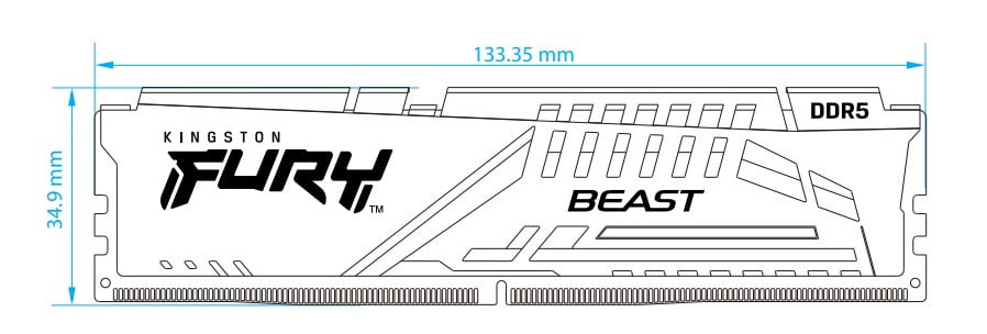 Kingston FURY Beast RAM Module - For Motherboard - 32 GB (2 x 16GB) - RGB - DDR5-6000/PC5-48000 DDR5 SDRAM - 6000 MHz Single-rank Memory