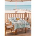 thumbnail image 6 of Outdoor Tablecloth with Umbrella Hole, Blue Teal Coastal Waterproof Outdoor Table Cover, Summer Beach Starfish Coral Nautical Rustic Patio Tablecloths for Party Picnic Camping, Rectangle 60"x102", 6 of 9