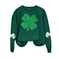 thumbnail image 1 of Bowake Sweat à Capuche Femme St Patrick'S Day Imprimé Col Rond Sweat-Shirt à Manches Longues Casual en Vrac Confortable Pull-Overs, 1 of 3