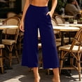 thumbnail image 4 of Inverelee Women's High Waist Solid Relaxed Fit Cropped Wide Leg Culottes Lightweight Breathable Casual Capri Pants Navy XXL, 4 of 6
