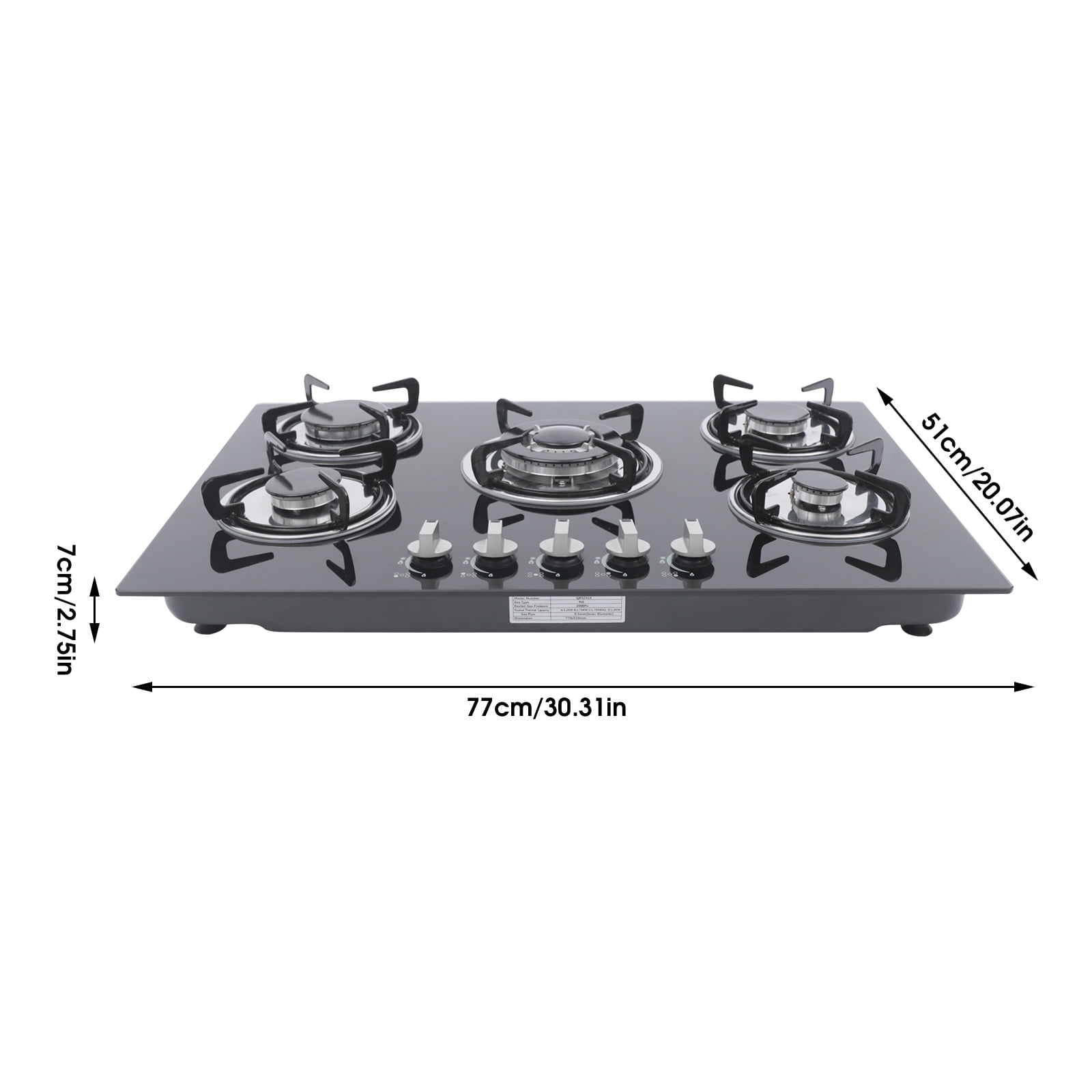 5 Burners Built-In Stove Top Gas Cooktop Burner Kitchen Cooktop Gas Cooking for Homes or Restaurants