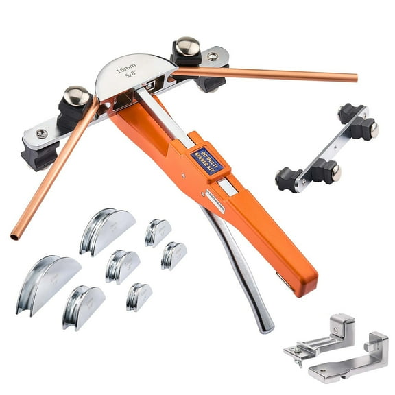KFFKFF Tubing Bender Kit, 1/4 to 7/8 Inch, Compact Ratcheting Pipe Bending Tool, Forward/Reverse Operation, Includes 7 Aluminum Alloy Dies, Suitable for Copper HVAC Air Conditioning