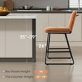 thumbnail image 5 of HomeZeer Counter Height Bar Stools Set of 4, 26" Velvet Fabric Bar Stools with Back & Footrest, Modern Upholstered Wide Seat Bar Chairs with Metal Legs for Kitchen Island, Brown, 5 of 10
