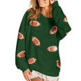 thumbnail image 4 of Game Day Sweatshirt Women Long Sleeve Crew Neck Hiking Winter Sports Mom Must Have Football Mom Shirt Tunic Tops Oversized Sunday Funday Sweatshirt Rugby Shirt Womens Baseball Shirt Blackish Green, 4 of 5
