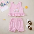 thumbnail image 2 of NOLDARES Baby Girl Clothes Outfits Short Sets 2 Pieces with Sleeveless + Cute Shorts Summer Set(Pink,12-18 Months), 2 of 9