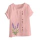 thumbnail image 4 of Vestidos Casuales Para Mujer, Blusas De Mujer De Moda Blusa informal de lino con botones y manga corta estampada para mujer, 4 of 4