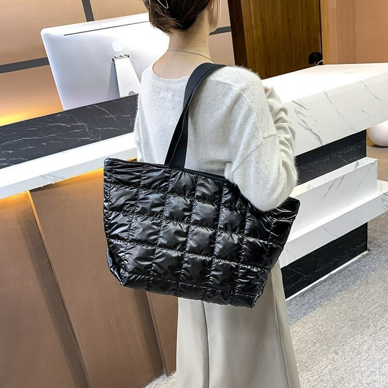 Puffer Tote Bag Quilted Crossbody Bag for Women Designer Bags Winter Puffy  Purse Messenger Handbags Shoulder Bag