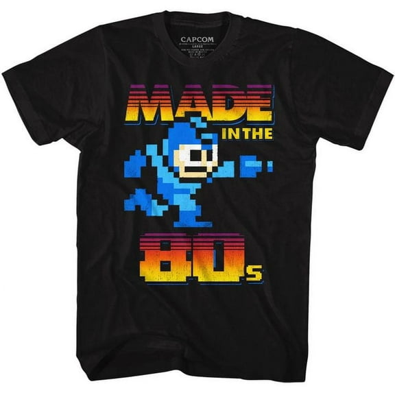 Mega Man Madeinthe80's Black Adult T-Shirt Xlt