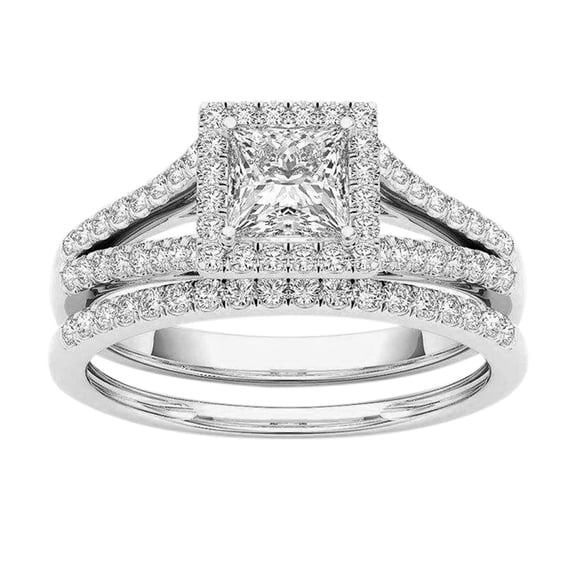 CILENON Couple Rings Gold-Plated Inlaid Zircon Ring Classic Jewelry (Silver,8)