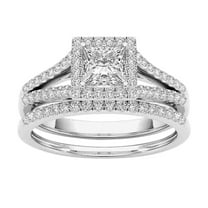 CILENON Couple Rings Gold-Plated Inlaid Zircon Ring Classic Jewelry (Silver,8)